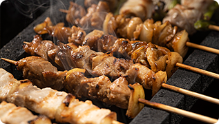 Grilled chicken and skewers